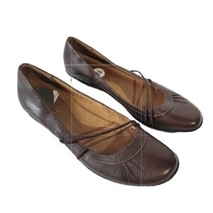 Natural Soul Comfort Shoes Women's Sz 10 Brown Flat Leather Lined Casual Mature
